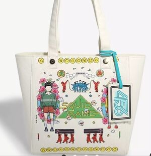 Squid Game Icons Embroidered Tote Bag With Coin Purse — BoxLunch Exclusive NWT